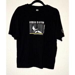 Uniqlo T Shirt‎ Mens Large Black Demon Slayer Tomioka Giyu Graphic Y2K Goth Emo